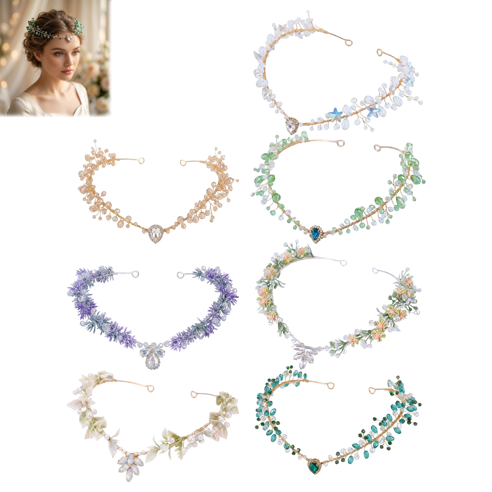 Wedding Party Supply - Serre-tête de mariée triangulaire en cristal,