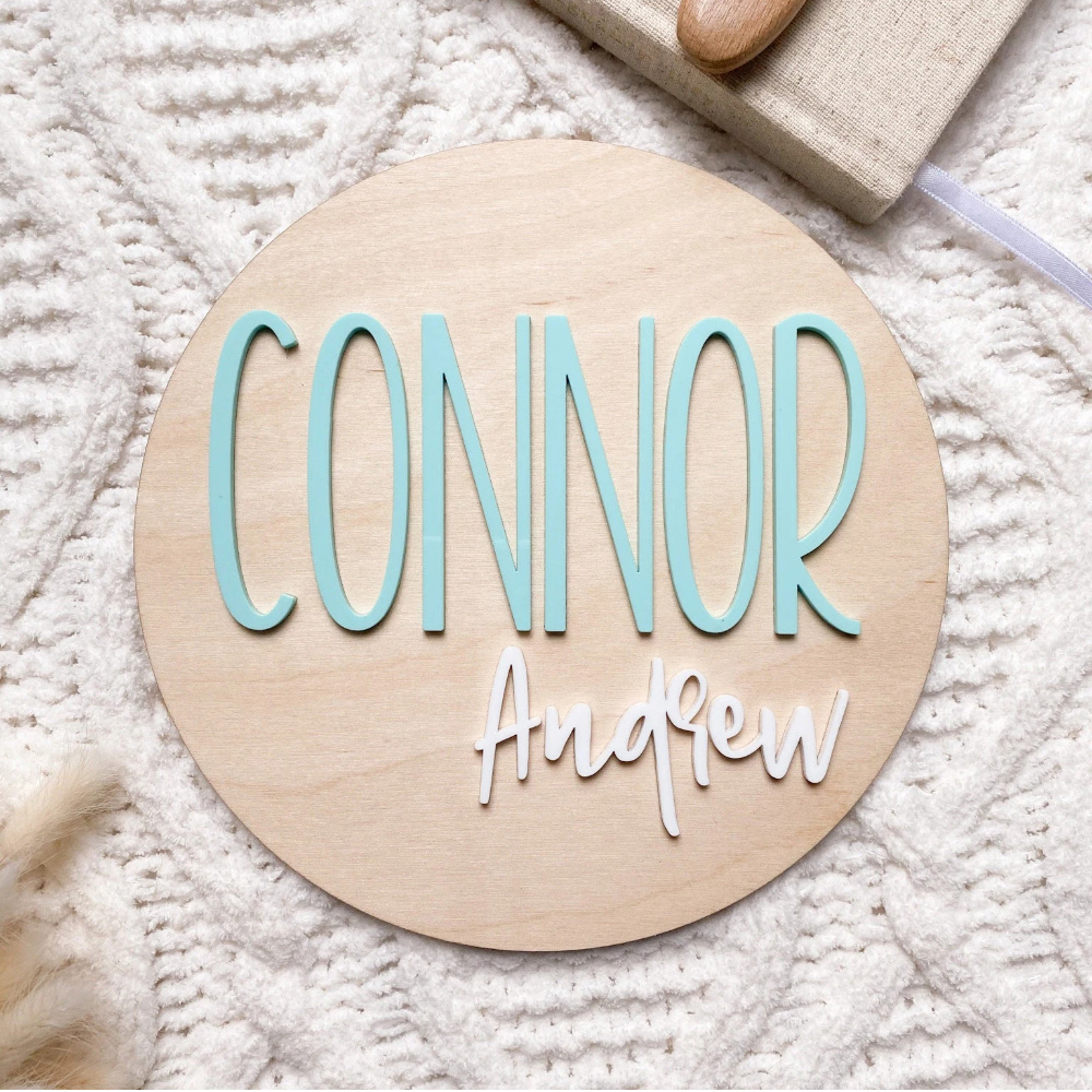 Wedding Party Supply - Plaque d'annonce de naissance personnalisée –